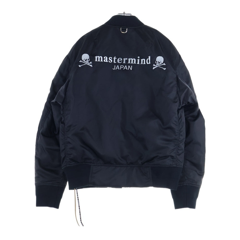 mastermind JAPAN(マスターマインドジャパン) バックロゴ刺繍 裏地カモ柄 ジップアップ フライト ボンバージャケット ブラック MJ18E01-BL027-501