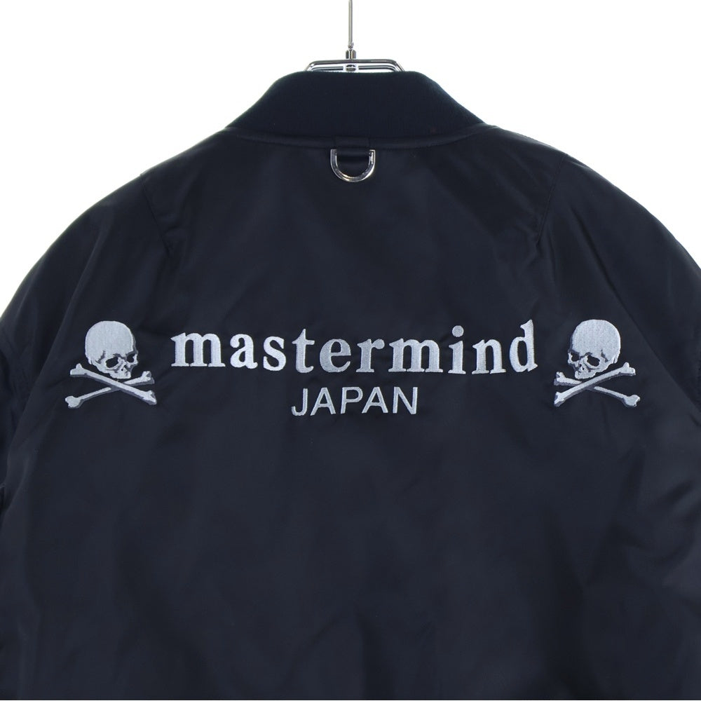 mastermind JAPAN(マスターマインドジャパン) バックロゴ刺繍 裏地カモ柄 ジップアップ フライト ボンバージャケット ブラック MJ18E01-BL027-501