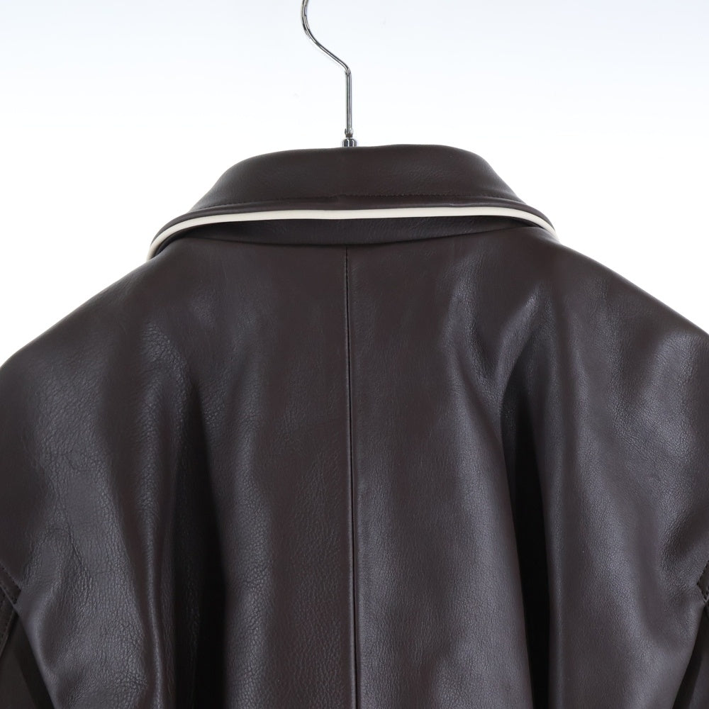 STUSSY(ステューシー) 25AW ×Wales Bonner Leather Varsity Jacket ウェールズ ボナー クラシックフィット レザー バーシティ ジャケット ブルゾン ブラウン 315518