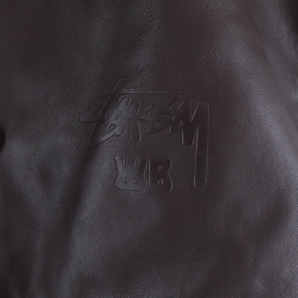 STUSSY(ステューシー) 25AW ×Wales Bonner Leather Varsity Jacket ウェールズ ボナー クラシックフィット レザー バーシティ ジャケット ブルゾン ブラウン 315518