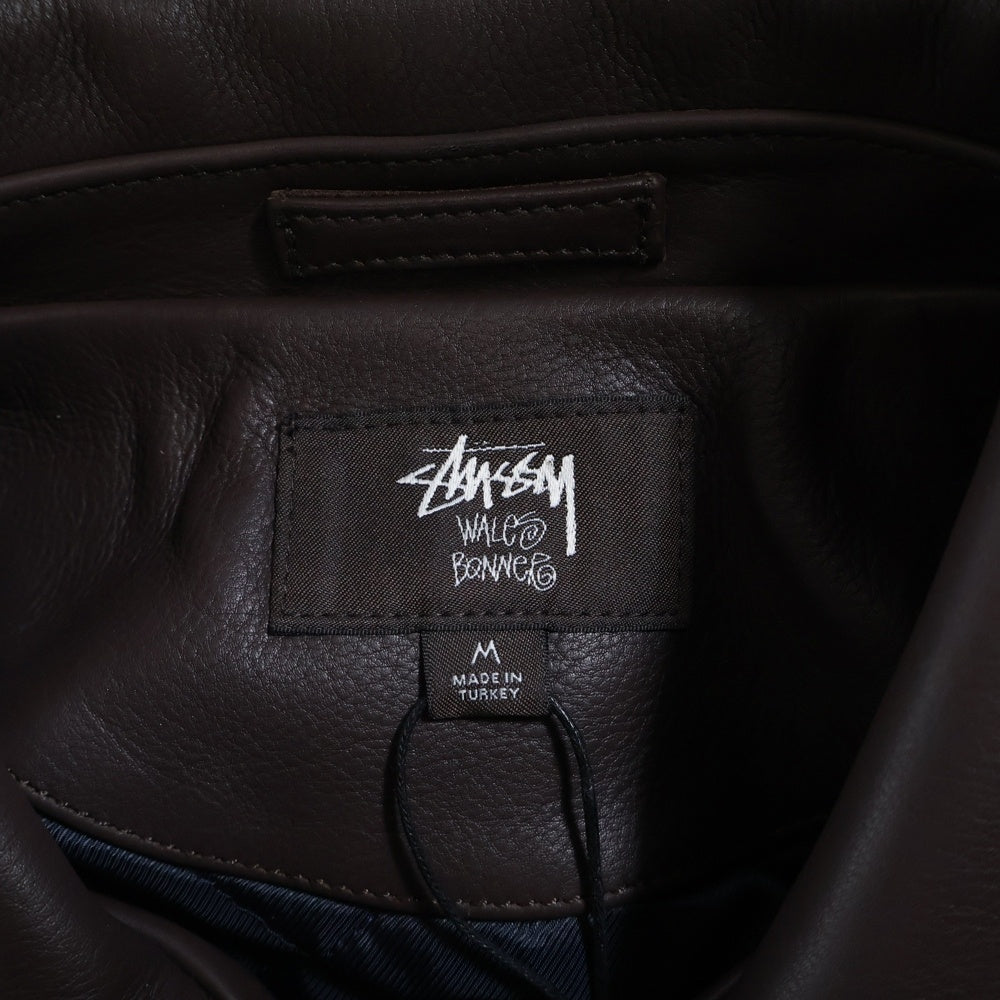 STUSSY(ステューシー) 25AW ×Wales Bonner Leather Varsity Jacket ウェールズ ボナー クラシックフィット レザー バーシティ ジャケット ブルゾン ブラウン 315518
