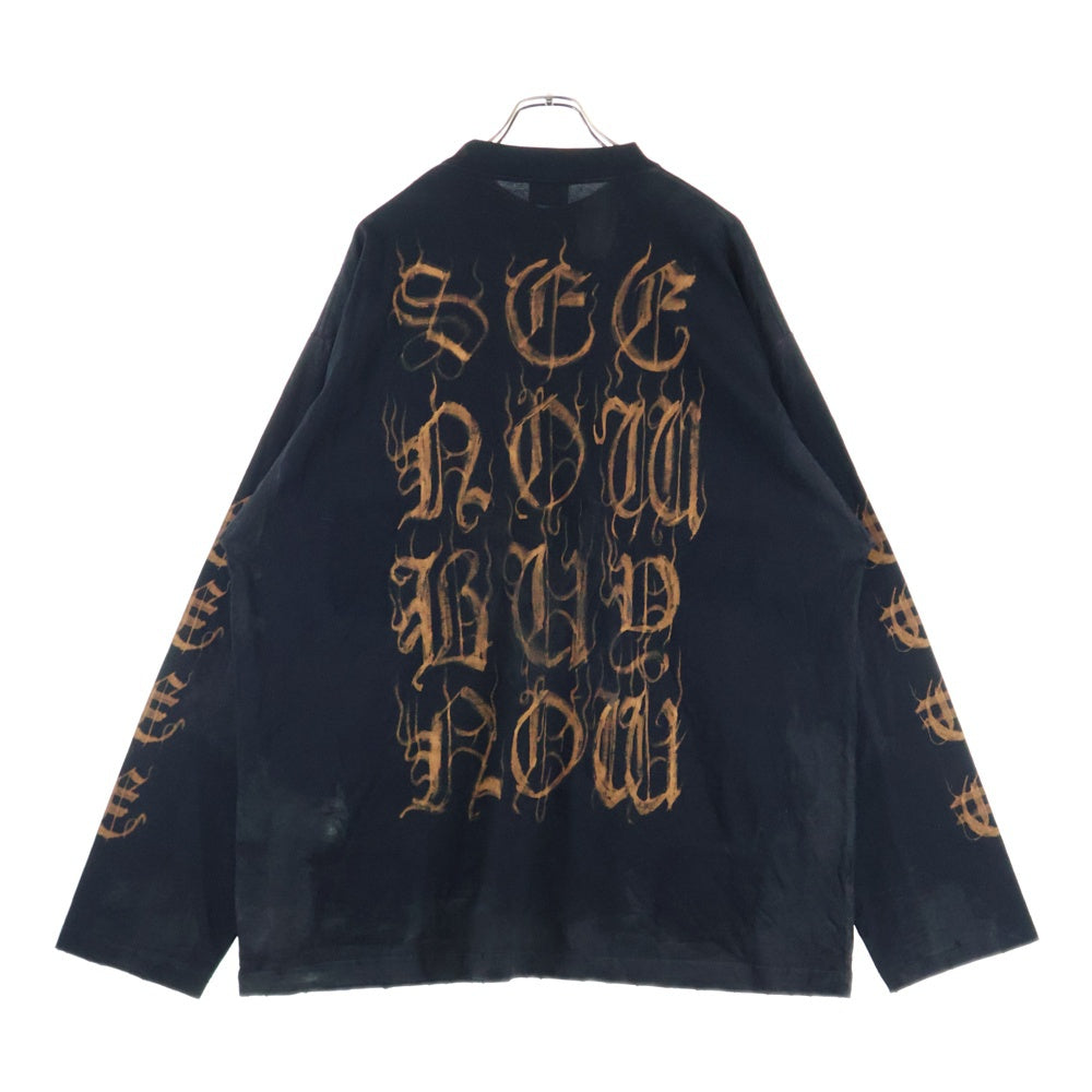 BALENCIAGA(バレンシアガ) 23AW ヘビーメタルロゴ ダメージ加工 長袖Tシャツ ロンT ブラック 739783 TOVE1