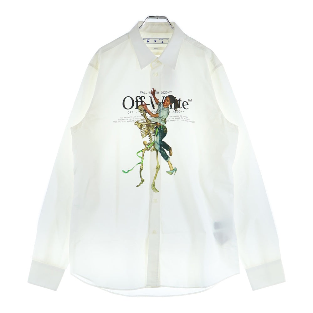 OFF-WHITE(オフホワイト) 20AW Pascal skeleton shirt パスカル スケルトン プリント 長袖シャツ ホワイト OMGA138F20FAB002