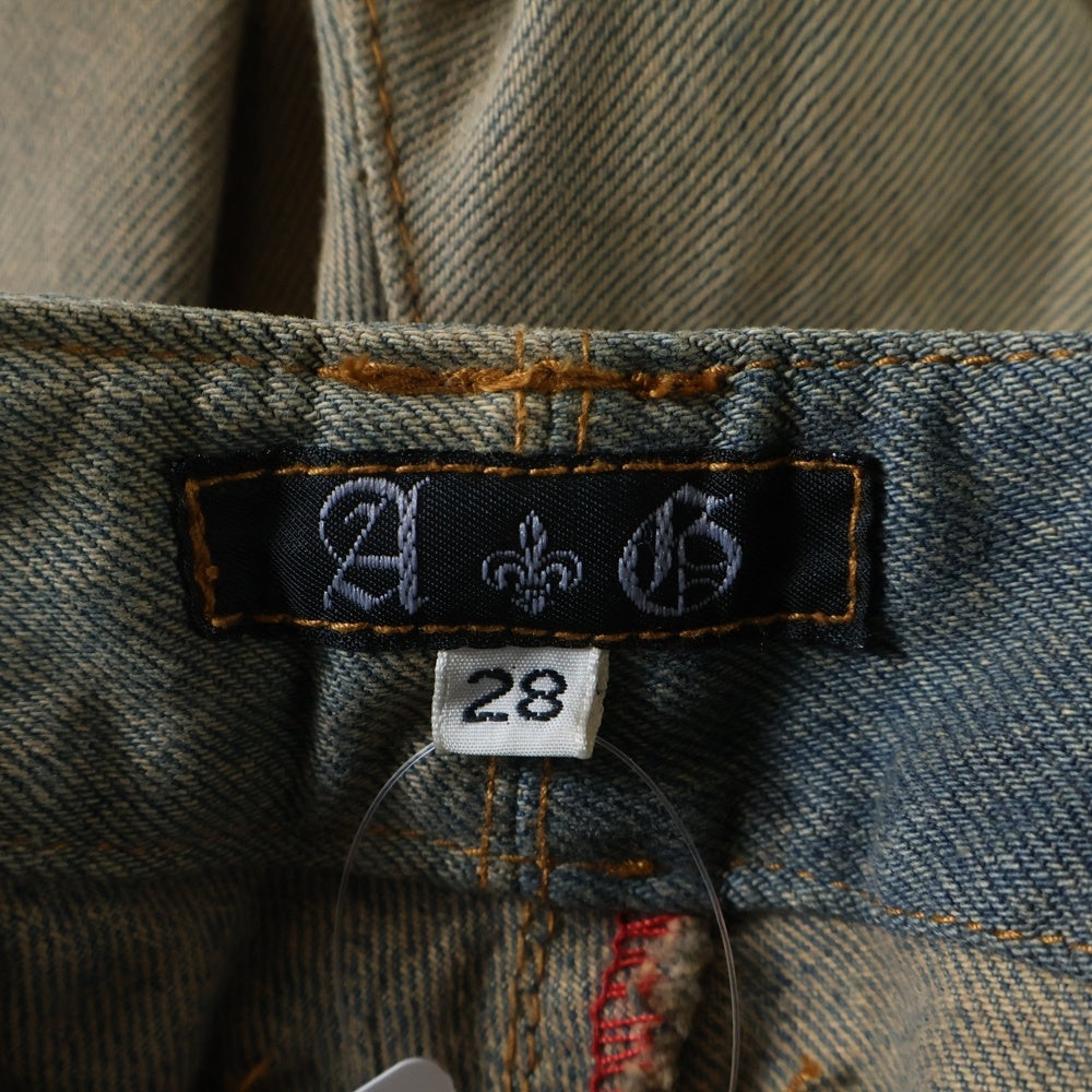 A&G(エーアンドジー) フレアニー パッチワーク ボタンフライ デニム フレアパンツ インディゴ