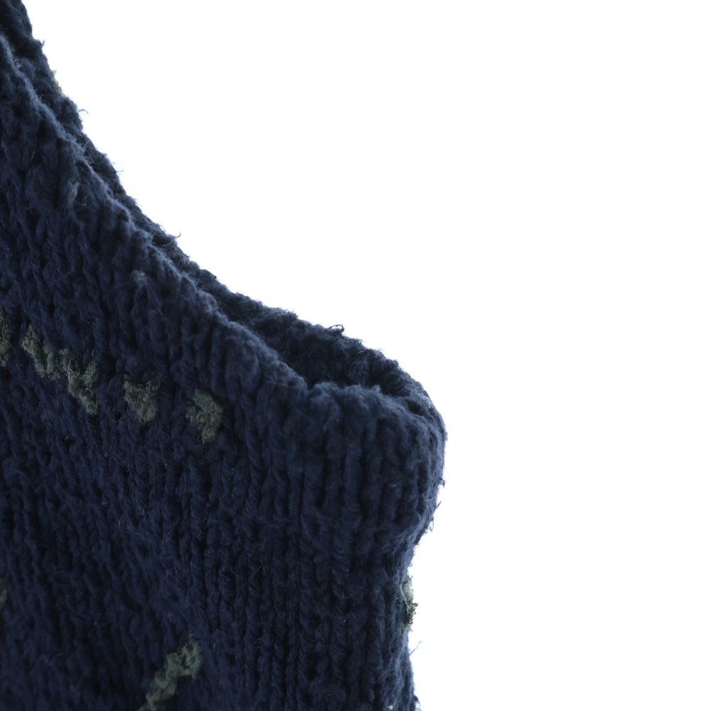 DRIES VAN NOTEN(ドリスヴァンノッテン) 90S 5B フェルトパッチ ニットセーター ベスト ネイビー 5237925
