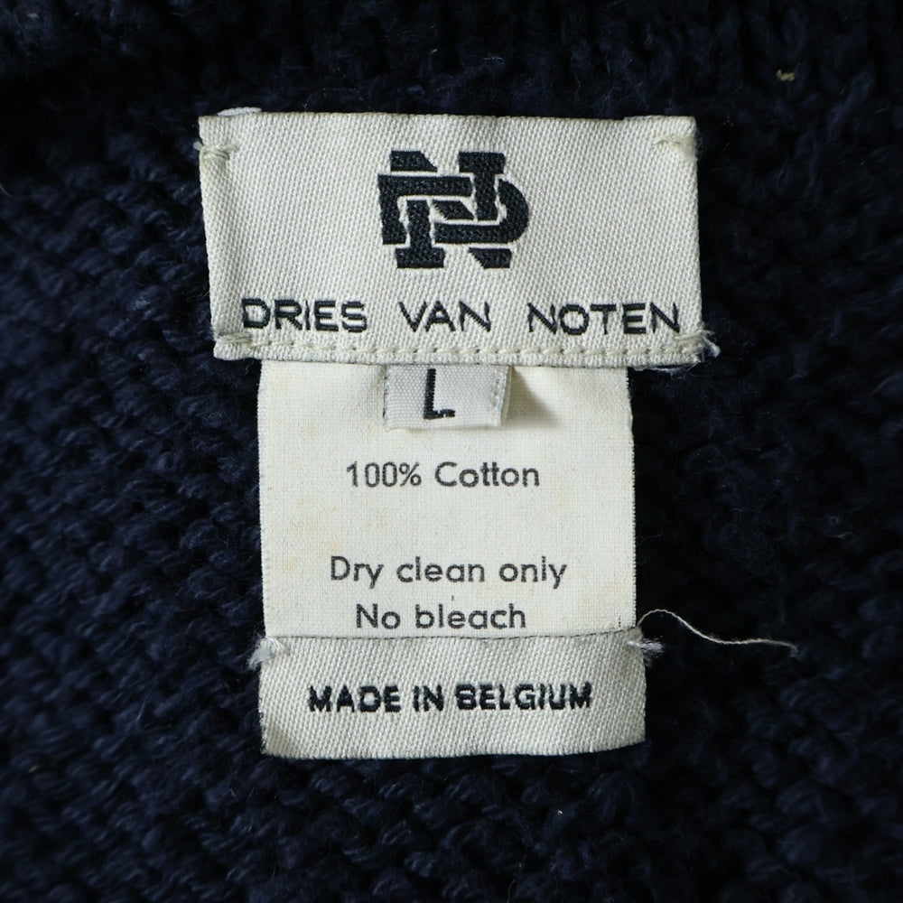 DRIES VAN NOTEN(ドリスヴァンノッテン) 90S 5B フェルトパッチ ニットセーター ベスト ネイビー 5237925