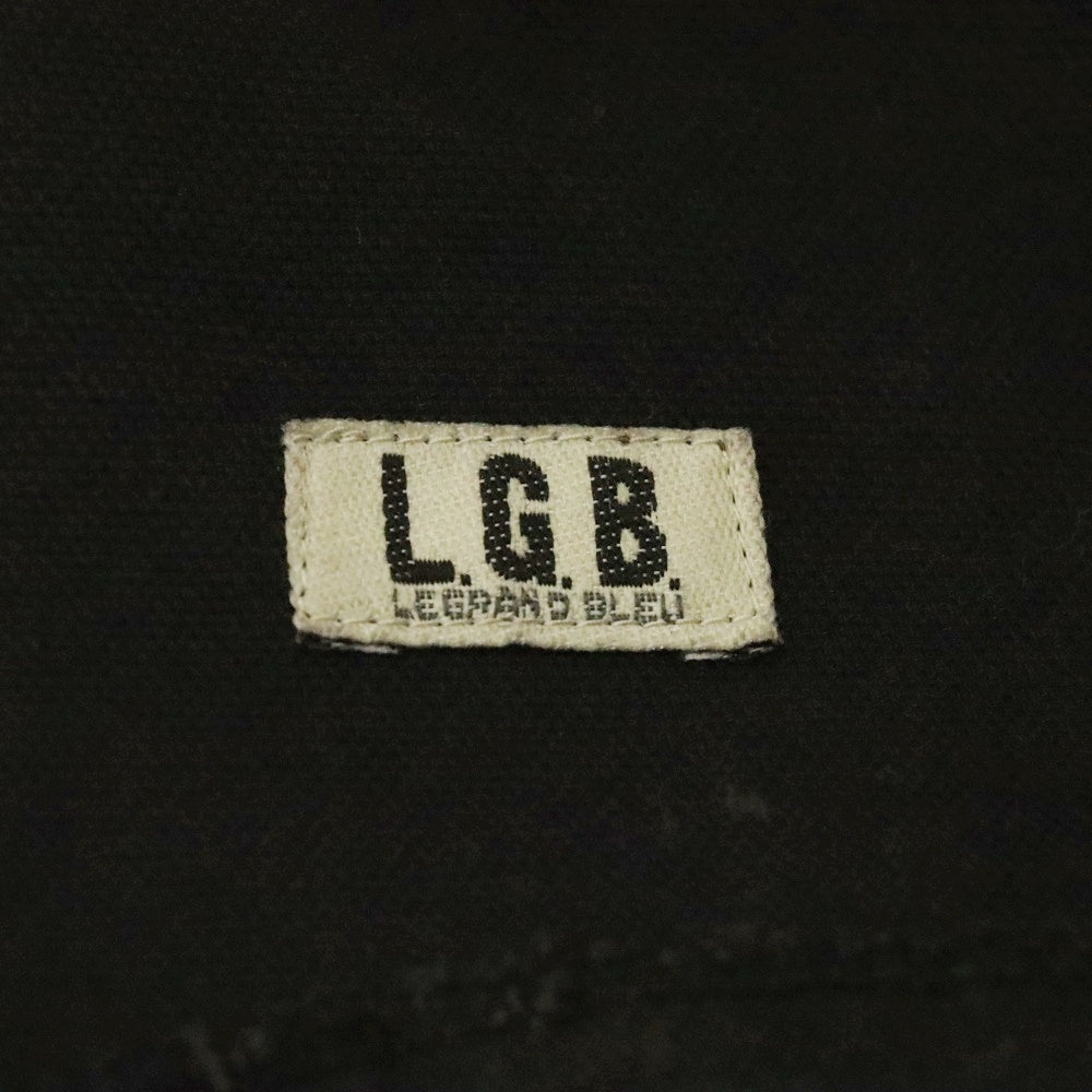 L.G.B.(ルグランブルー) ショルダーパッチ バックポケット リブジップ デニムジャケット ブラック 1418M83