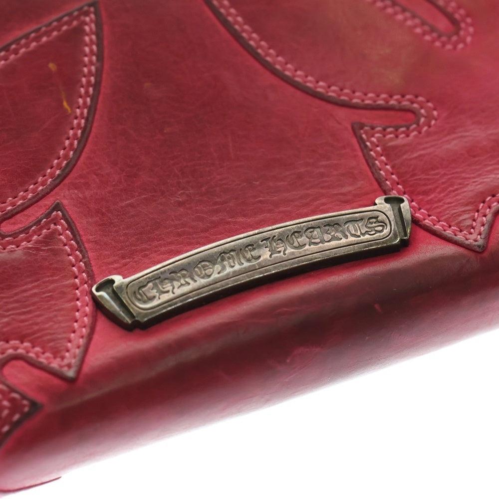 CHROME HEARTS(クロムハーツ) REC F ZIP ダブルフレアニー ラウンドジップ レザー ロングウォレット 長財布 ピンク/シルバー