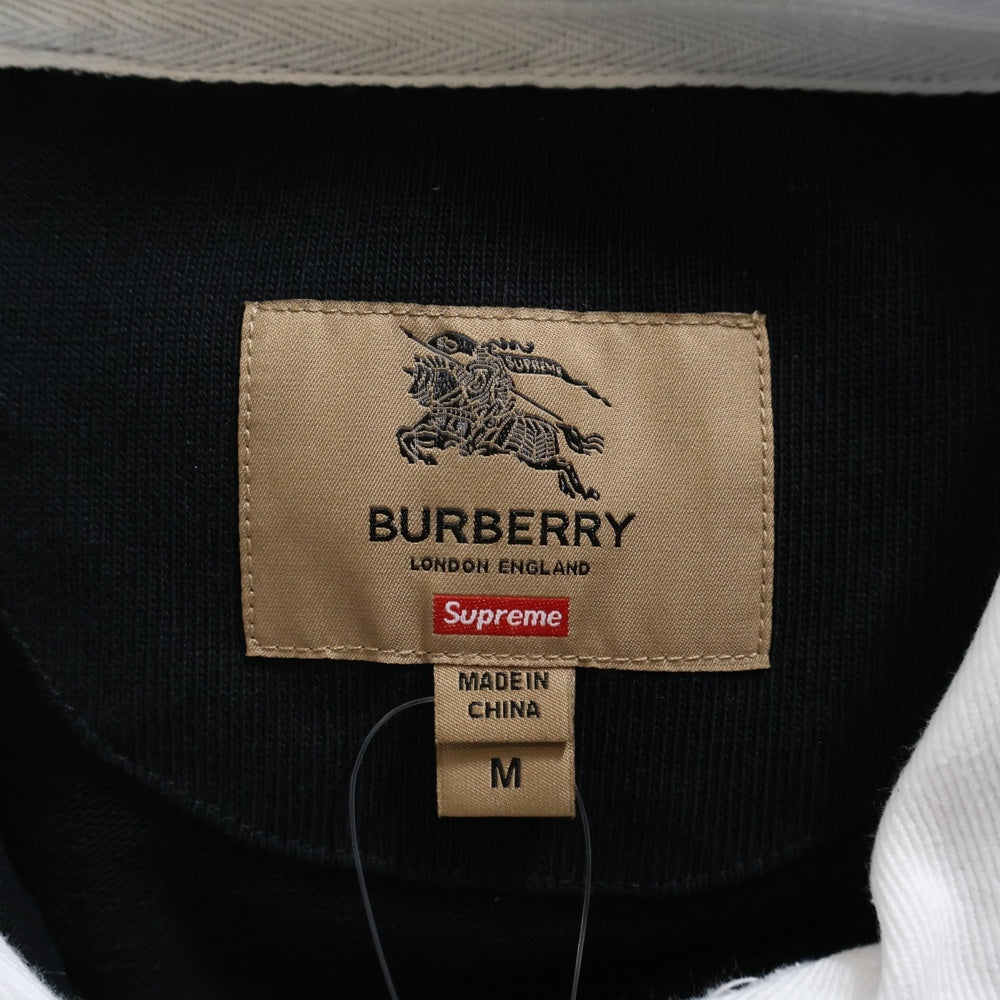 SUPREME(シュプリーム) 22SS ×BURBERRY RUGBY バーバリー フロントロゴ ラグビー ラガーシャツ 長袖 ブラック