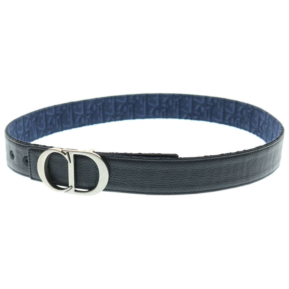 DIOR(ディオール) CD Icon Oblique Jacquard Leather Belt CDアイコン オブリーク総柄 ジャカード レザーベルト ブラック/ネイビー