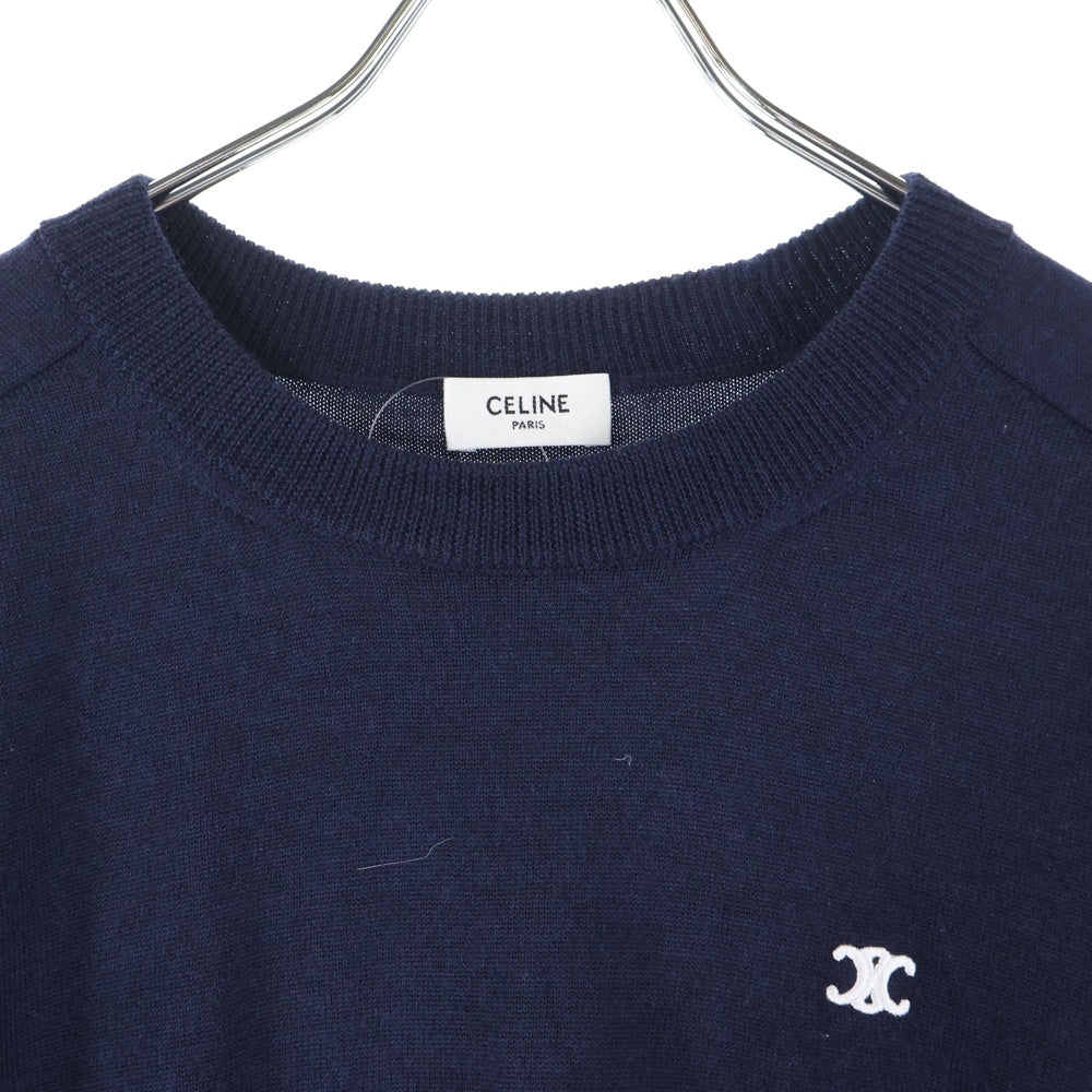 CELINE(セリーヌ) トリオンフ クラシック ウール クルーネック ニットセーター ネイビー 24H80322U.07MR