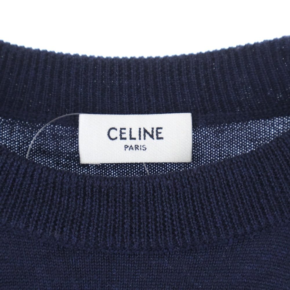 CELINE(セリーヌ) トリオンフ クラシック ウール クルーネック ニットセーター ネイビー 24H80322U.07MR