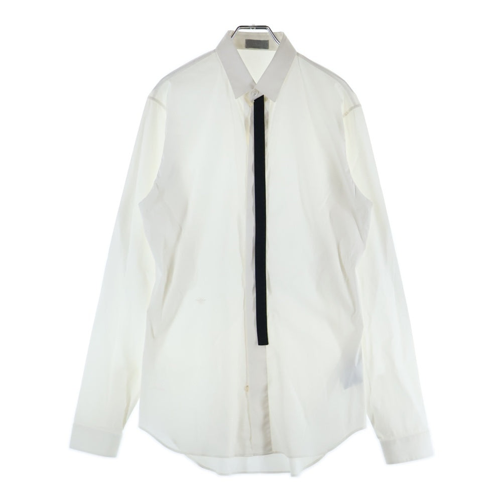 Dior HOMME(ディオールオム) 18AW フェイクネクタイ BEE刺繍 比翼ボタン レギュラーカラー ロングスリーブ 長袖シャツ ホワイト 833C559K1223