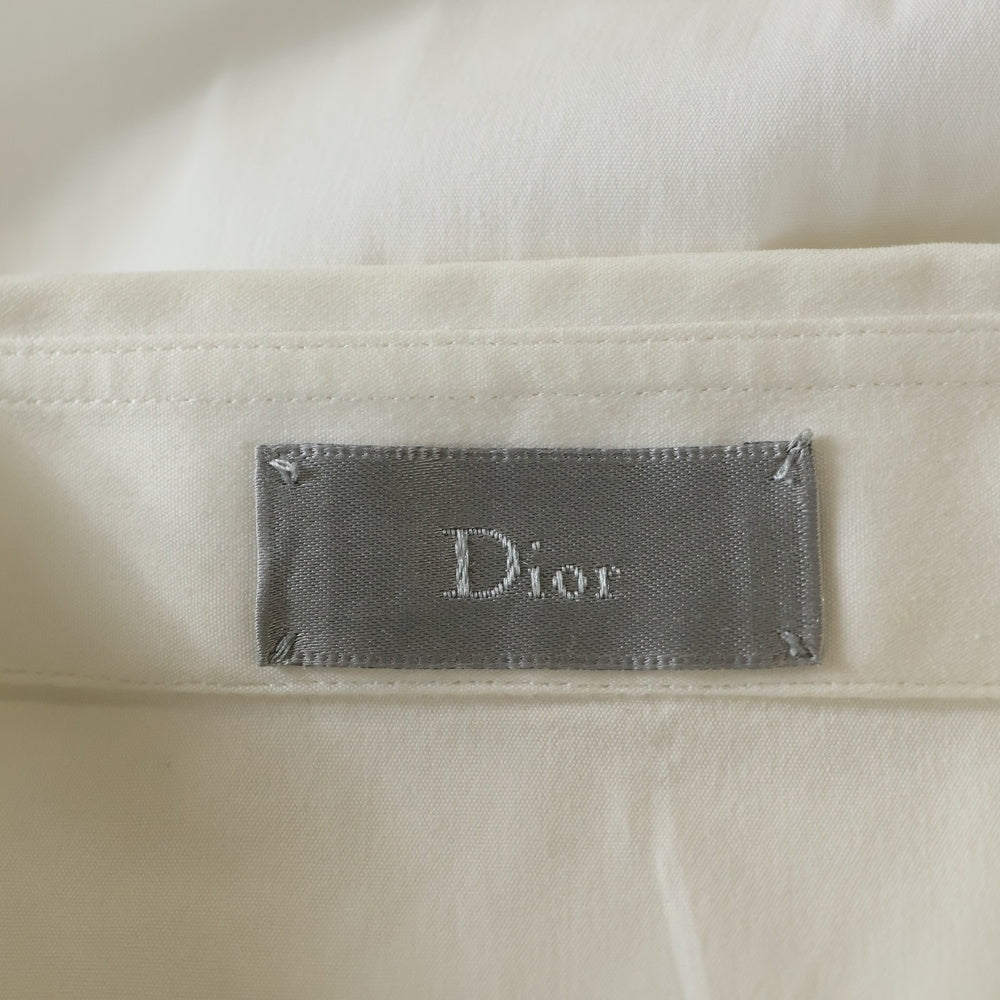 Dior HOMME(ディオールオム) 18AW フェイクネクタイ BEE刺繍 比翼ボタン レギュラーカラー ロングスリーブ 長袖シャツ ホワイト 833C559K1223