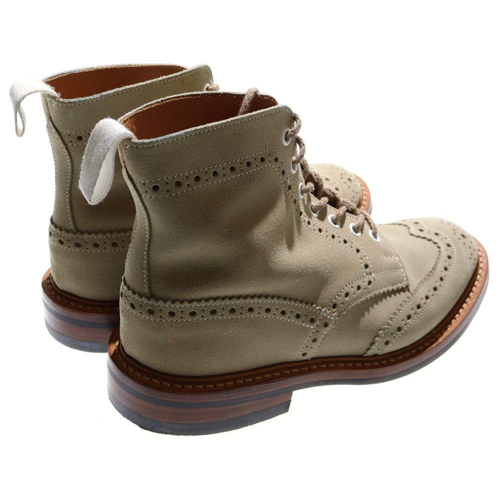 Tricker's(トリッカーズ) ウイングチップ スウェード カントリーブーツ レースアップ ベージュ 2508119