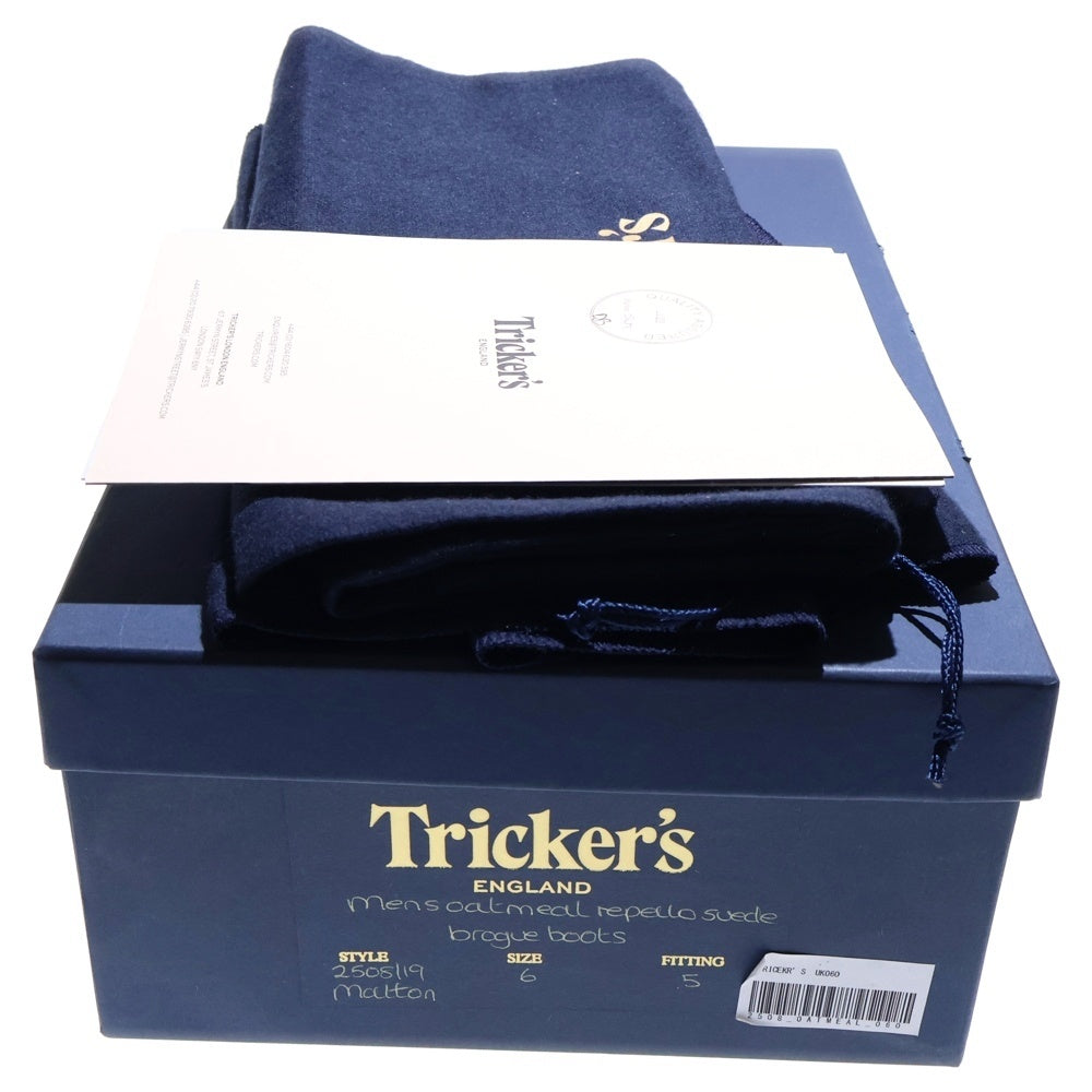 Tricker's(トリッカーズ) ウイングチップ スウェード カントリーブーツ レースアップ ベージュ 2508119