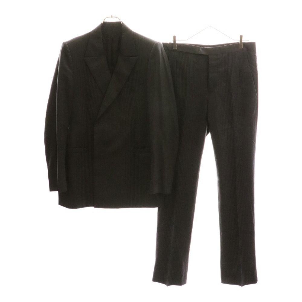 PRADA(プラダ) オールド ストライプ 比翼 ダブルテーラードジャケット センタープレス テーパードパンツ セットアップスーツ グレー