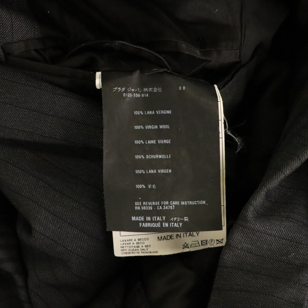 PRADA(プラダ) オールド ストライプ 比翼 ダブルテーラードジャケット センタープレス テーパードパンツ セットアップスーツ グレー