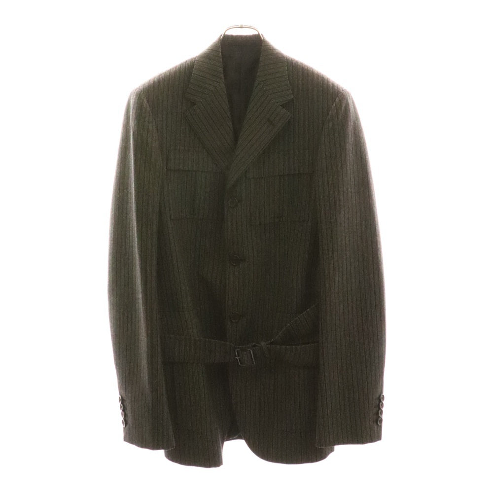 PRADA(プラダ) オールド ストライプ フロント4ポケット 3B シングルテーラードジャケット グレー