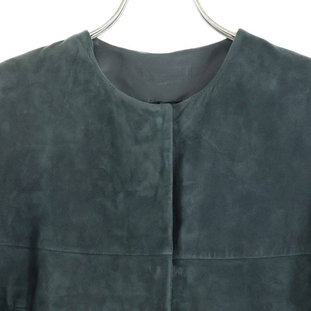 S MAX MARA(エス マックスマーラ) ラムレザー スウェード ノーカラーコート グリーン レディース 94710151 05