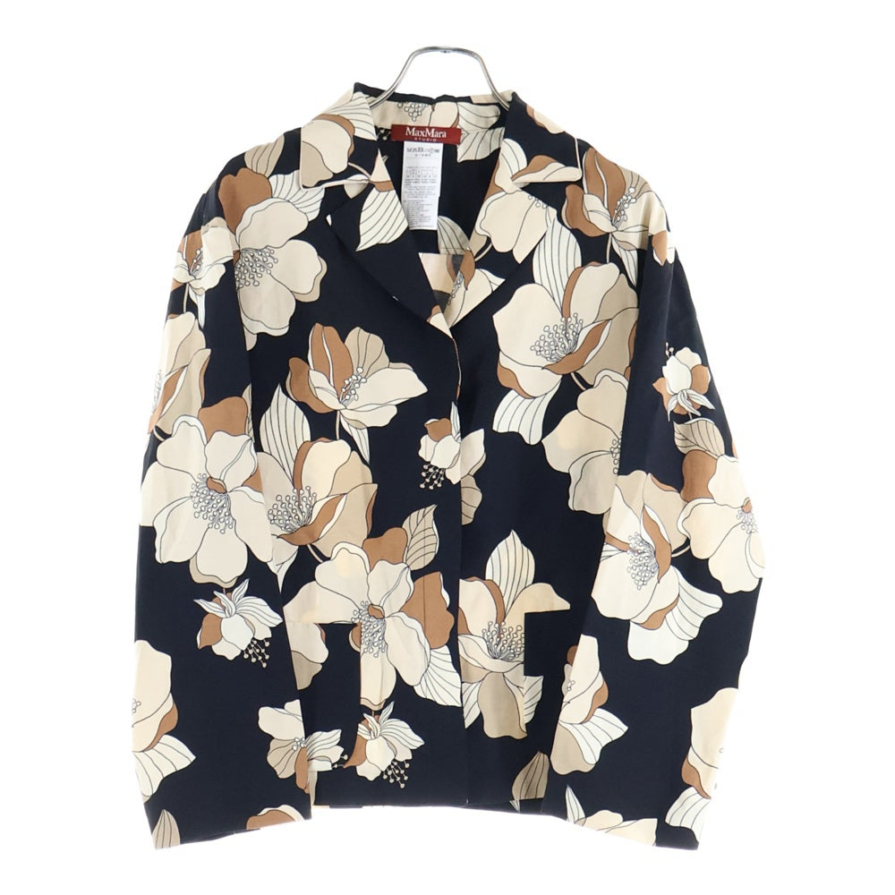 MaxMara(マックスマーラ) STUDIO スタジオ ファブリックリネン 総柄 ジャケット ブラック/ベージュ レディース 61910211-002