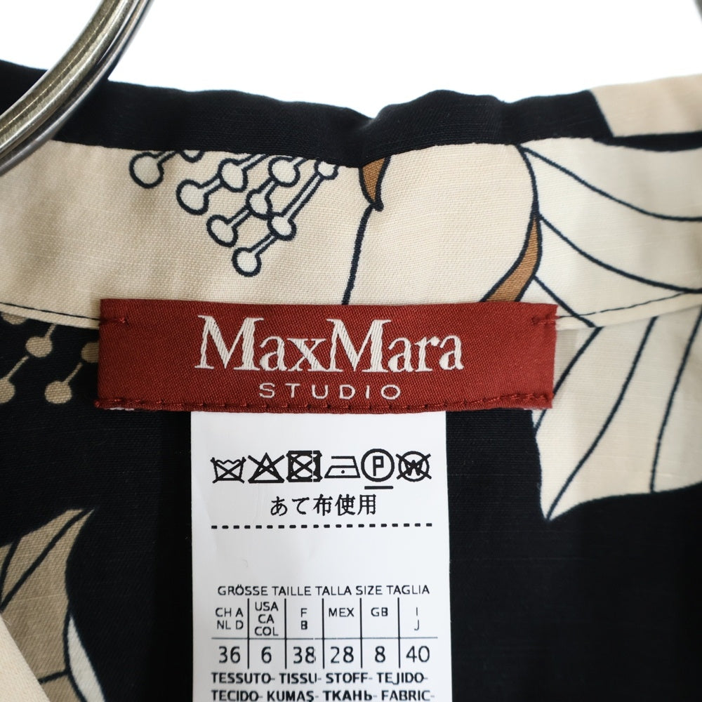 MaxMara(マックスマーラ) STUDIO スタジオ ファブリックリネン 総柄 ジャケット ブラック/ベージュ レディース 61910211-002