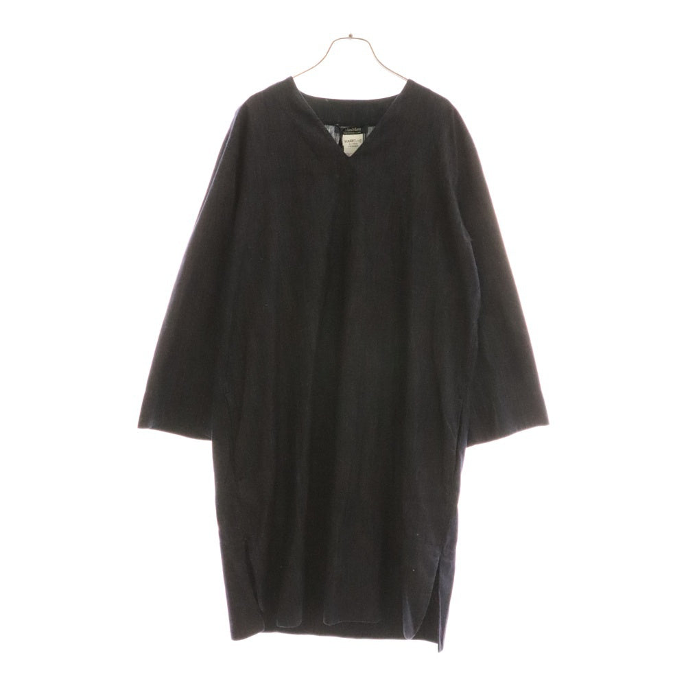 S MAX MARA(エス マックスマーラ) ノーカラー Vネック コットン 長袖ワンピース ネイビー レディース 91910111-000