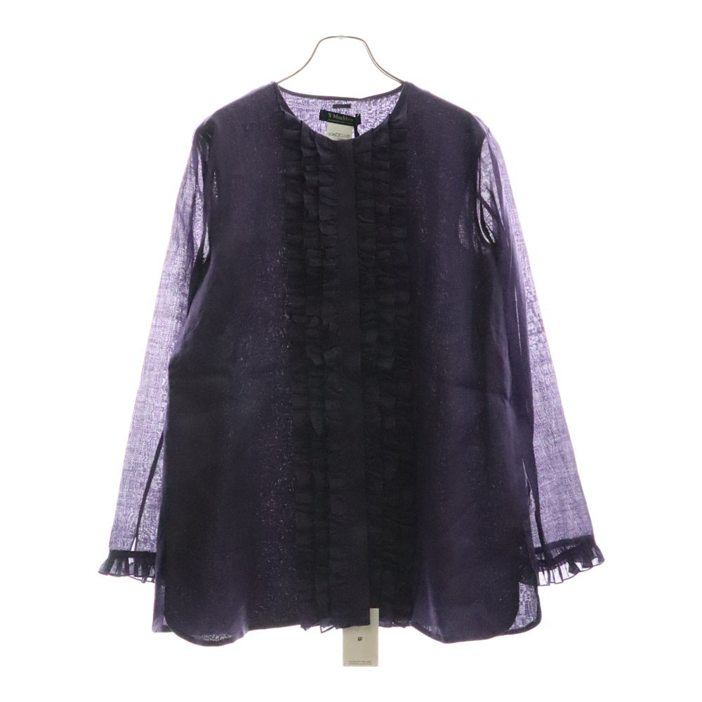S MAX MARA(エス マックスマーラ) フロントギャザー フリル ラミー 長袖シャツ パープル レディース 9110412-034