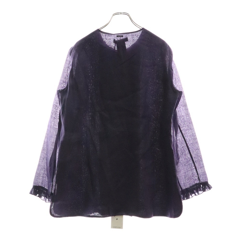 S MAX MARA(エス マックスマーラ) フロントギャザー フリル ラミー 長袖シャツ パープル レディース 9110412-034
