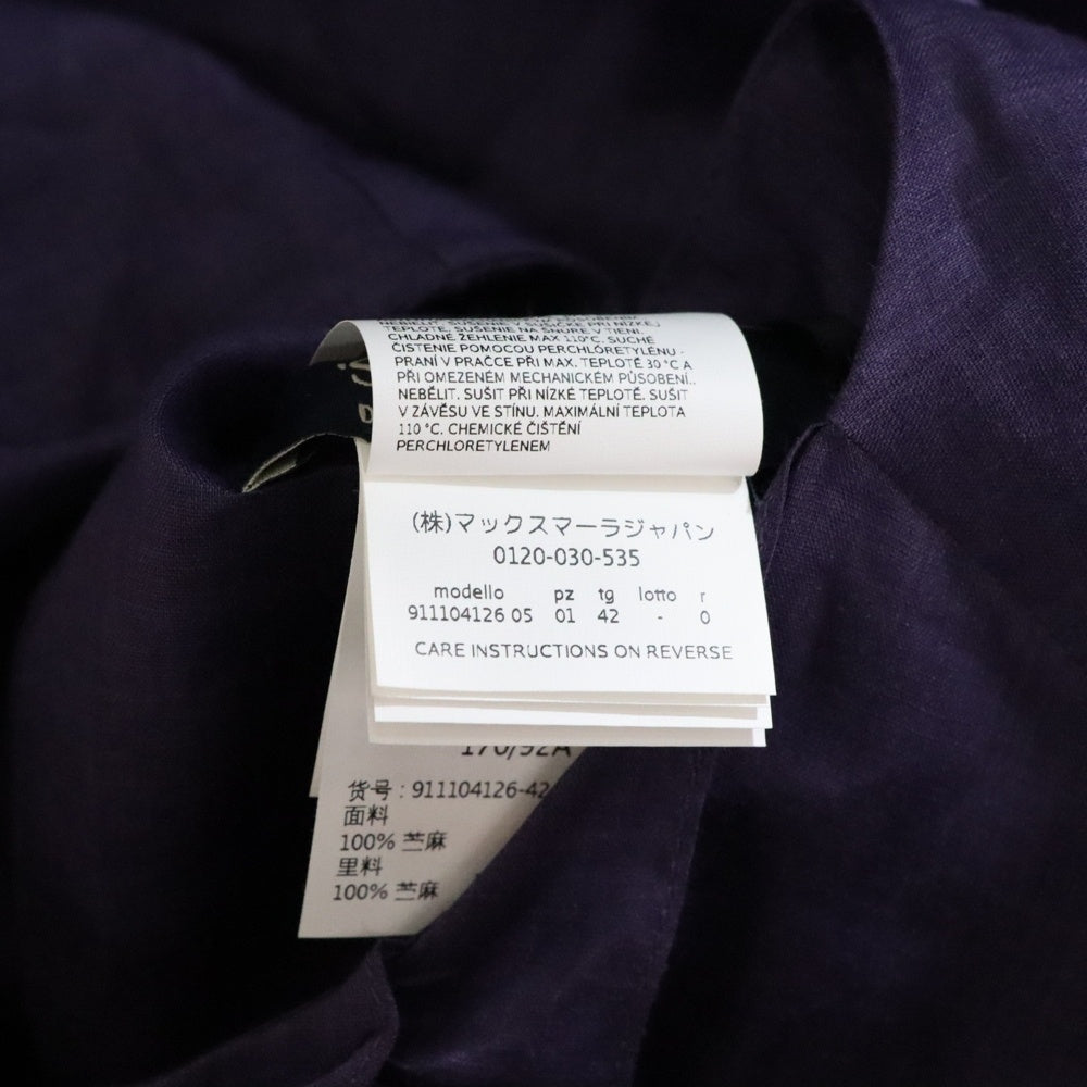 S MAX MARA(エス マックスマーラ) フロントギャザー フリル ラミー 長袖シャツ パープル レディース 9110412-034