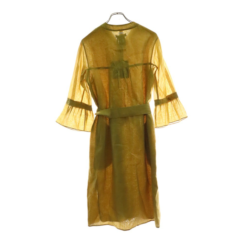 S MAX MARA(エス マックスマーラ) ノーカラー 長袖シャツワンピース ドレス イエロー レディース 92210812-033