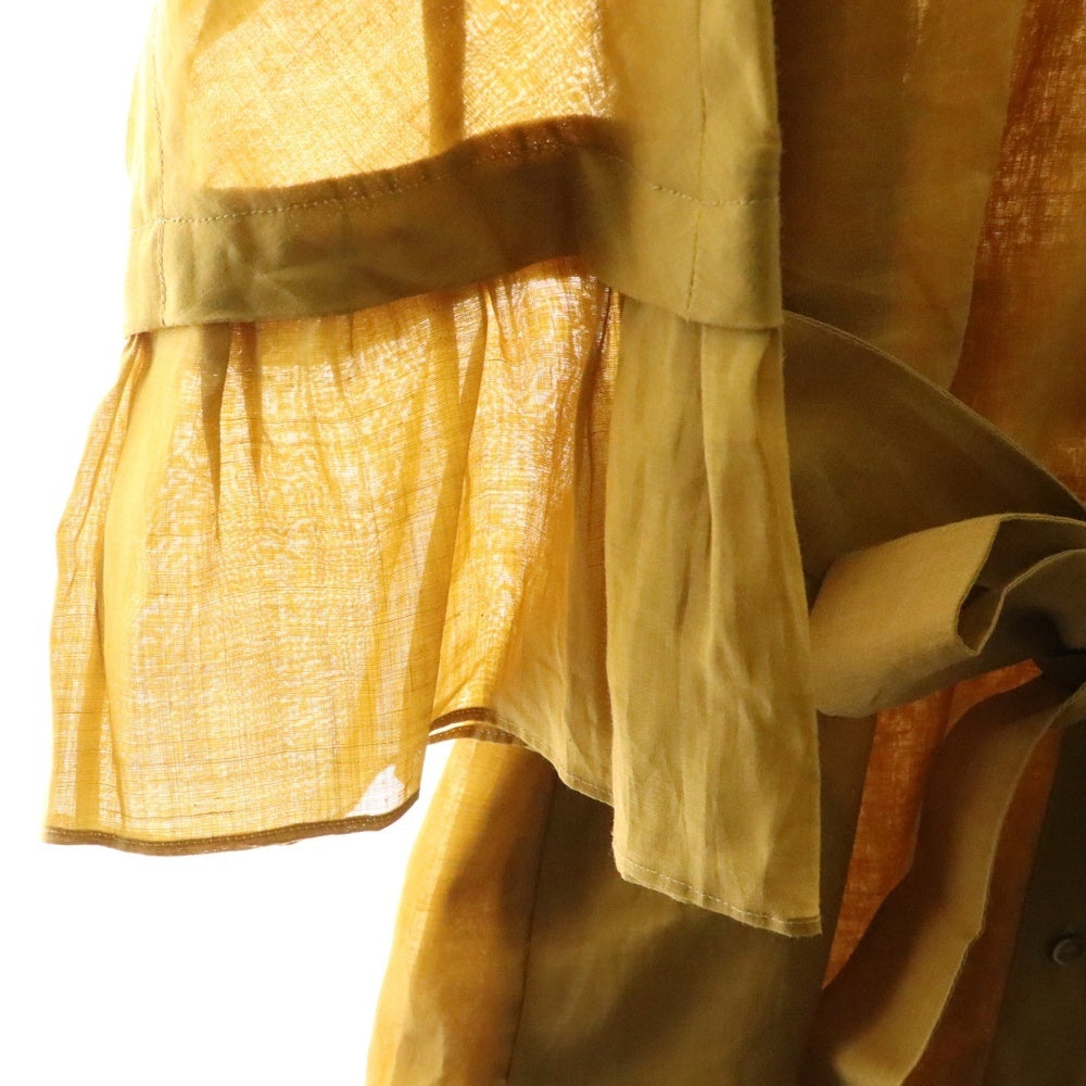 S MAX MARA(エス マックスマーラ) ノーカラー 長袖シャツワンピース ドレス イエロー レディース 92210812-033