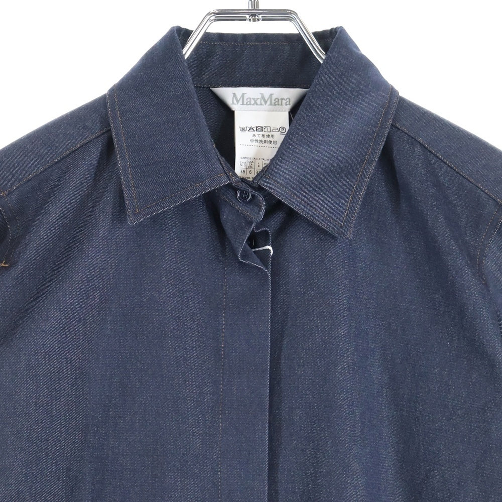 Max Mara(マックスマーラ) 比翼ボタン デニム 長袖シャツ インディゴ レディース 1160703-001