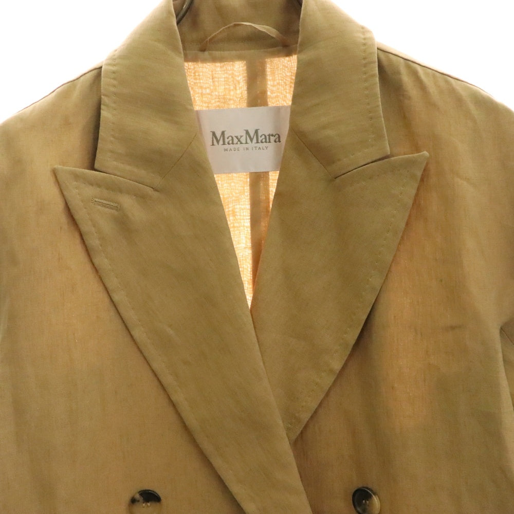 Max Mara(マックスマーラ) ピークドラペル リネン トレンチコート ベージュ レディース 11210112-743