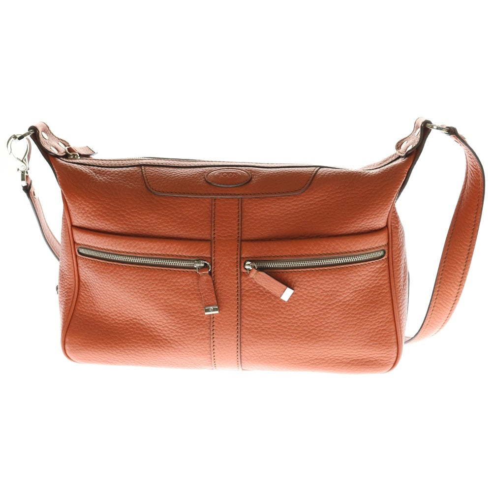 TOD'S(トッズ) ロゴパッチ レザー ショルダーバッグ ハンドバッグ レッド