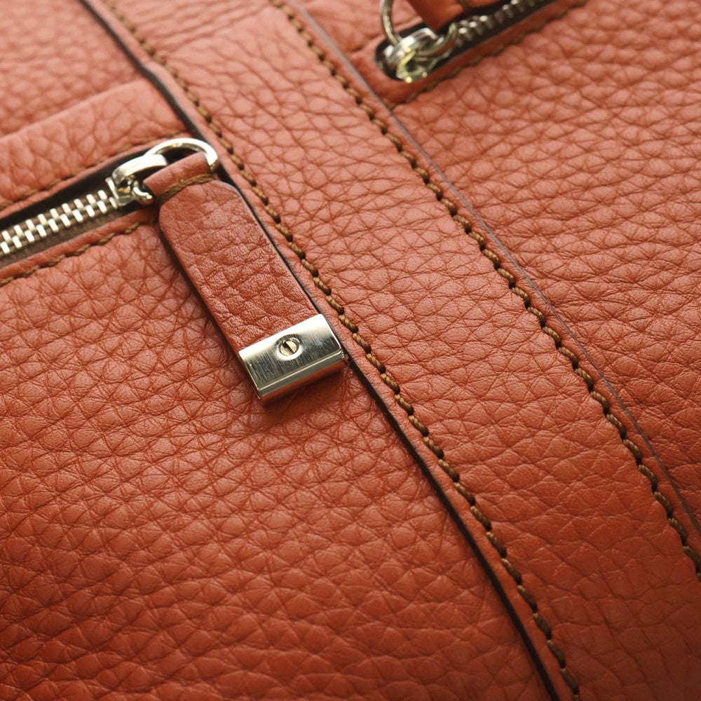 TOD'S(トッズ) ロゴパッチ レザー ショルダーバッグ ハンドバッグ レッド