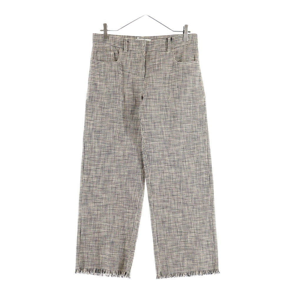S MAX MARA(エス マックスマーラ) 千鳥格子 カットオフ ストレートパンツ ブラウン レディース 91311712-001