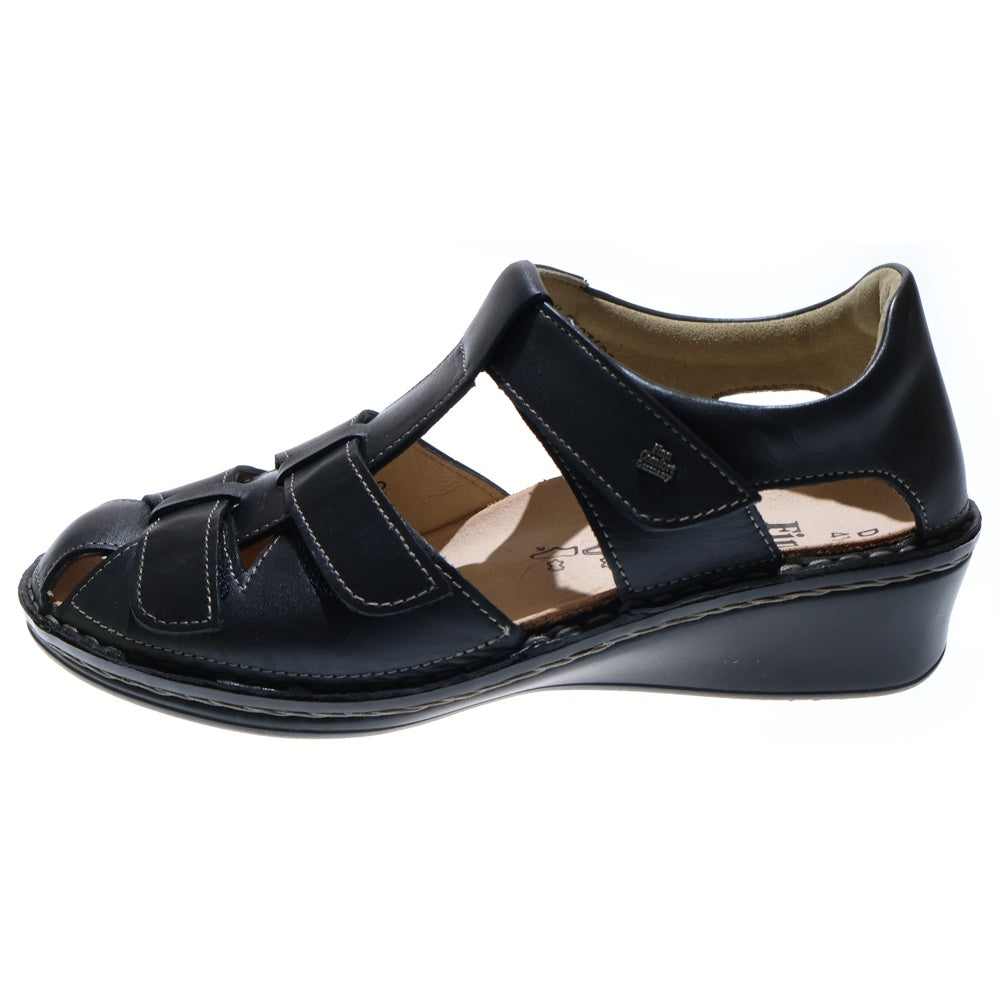 NO BRAND(ノーブランド) FINNCOMFORT フィンコンフォート レザー ストラップ ヒューネン サンダル ブラック レディース 0587 609 2