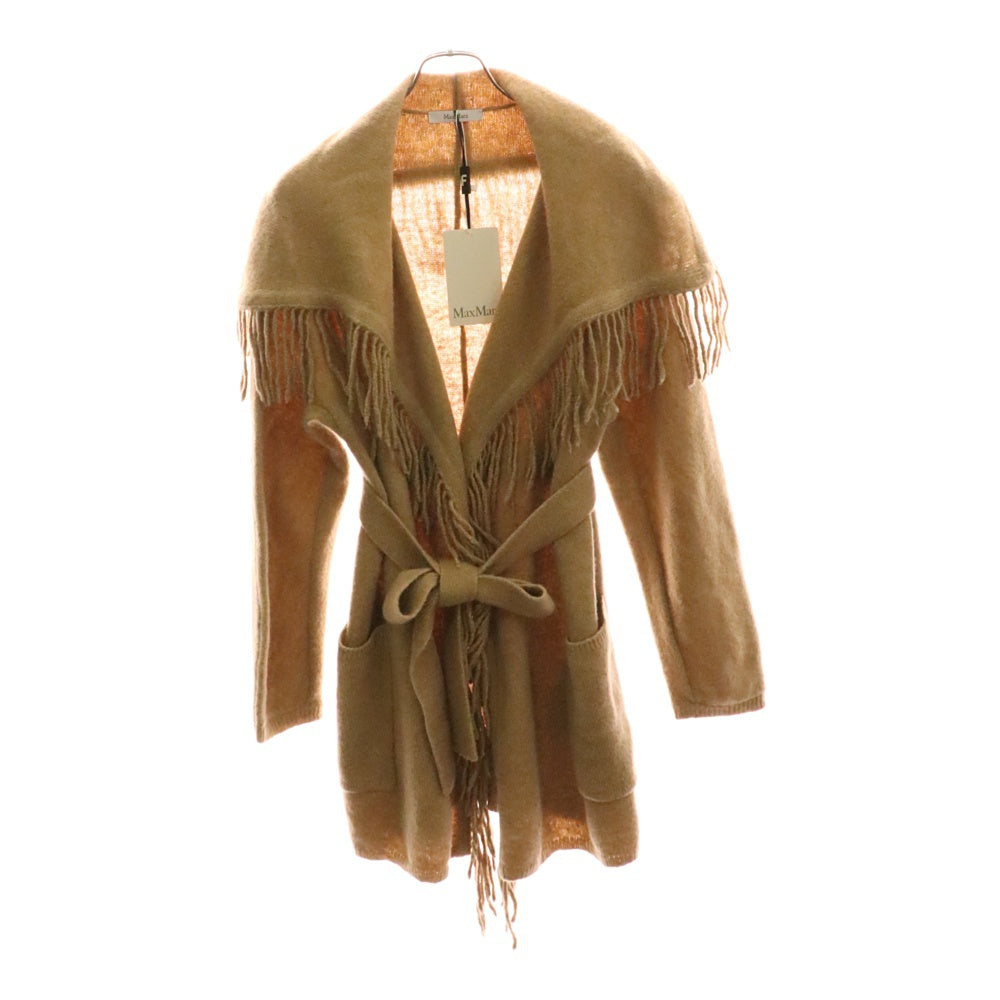 Max Mara(マックスマーラ) リブフリンジ フロントポケット ウールニット コンチョ ブラウン レディース 3947498-003