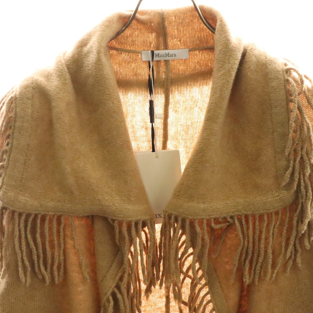 Max Mara(マックスマーラ) リブフリンジ フロントポケット ウールニット コンチョ ブラウン レディース 3947498-003