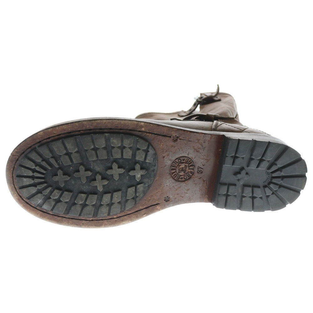 BUTTERO(ブッテロ) ベルトストラップ レザー エンジニアブーツ ブラウン レディース B3704