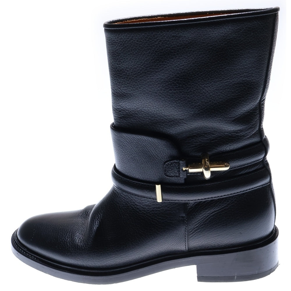 BALENCIAGA(バレンシアガ) ロゴ金具 ベルトストラップ レザー ハイカット エンジニアブーツ ブラック レディース 299997