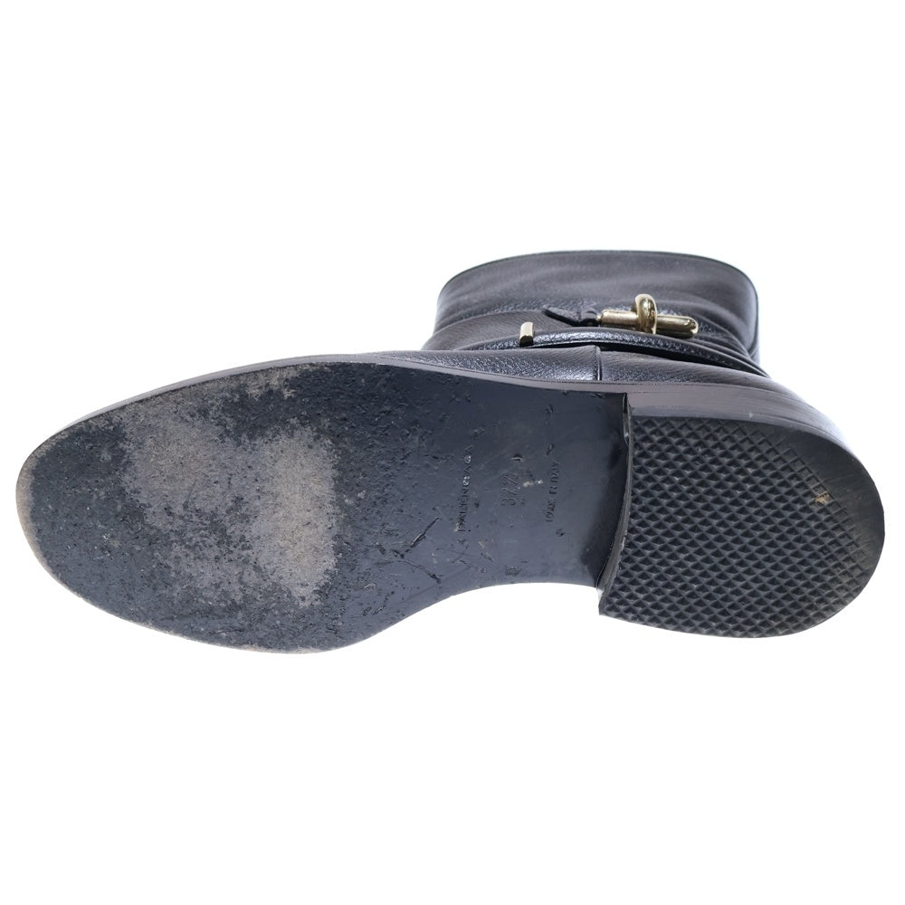 BALENCIAGA(バレンシアガ) ロゴ金具 ベルトストラップ レザー ハイカット エンジニアブーツ ブラック レディース 299997