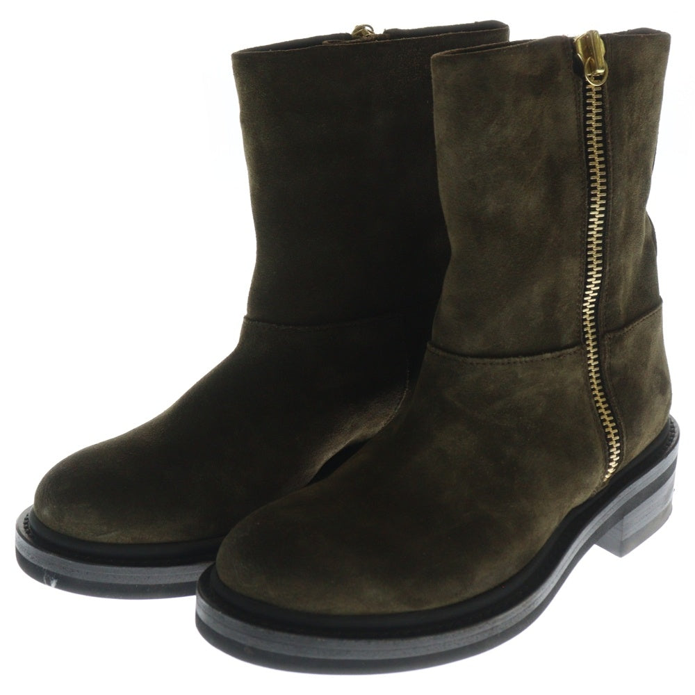 BUTTERO(ブッテロ) スエードレザー サイドジップ ハイカットブーツ カーキ レディース B6222
