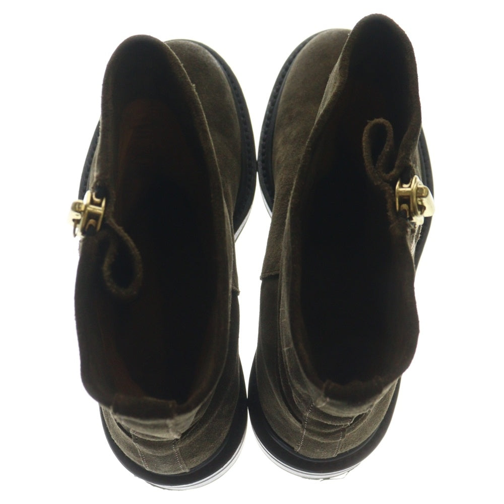 BUTTERO(ブッテロ) スエードレザー サイドジップ ハイカットブーツ カーキ レディース B6222