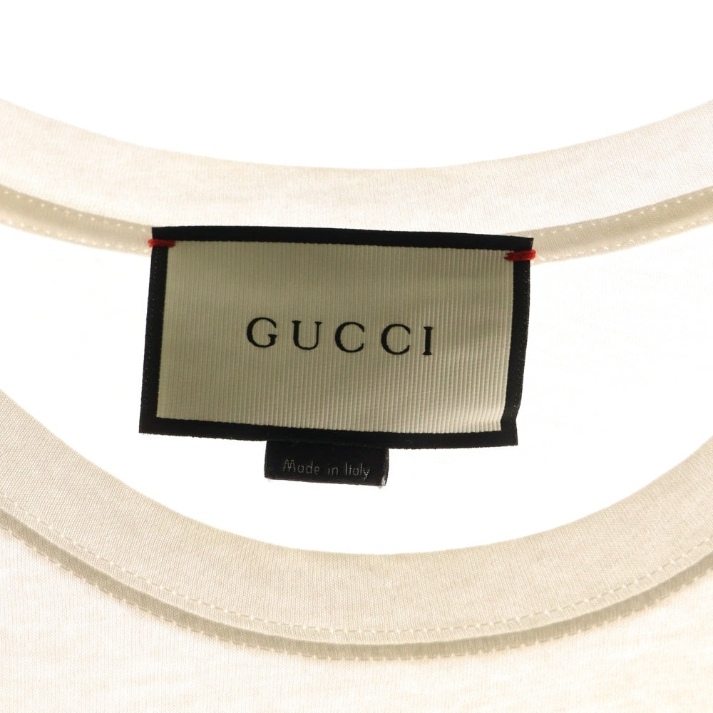 GUCCI(グッチ) BEE刺繍 プリント コットン クルーネック 半袖Tシャツ カットソー ホワイト 417306 X5937