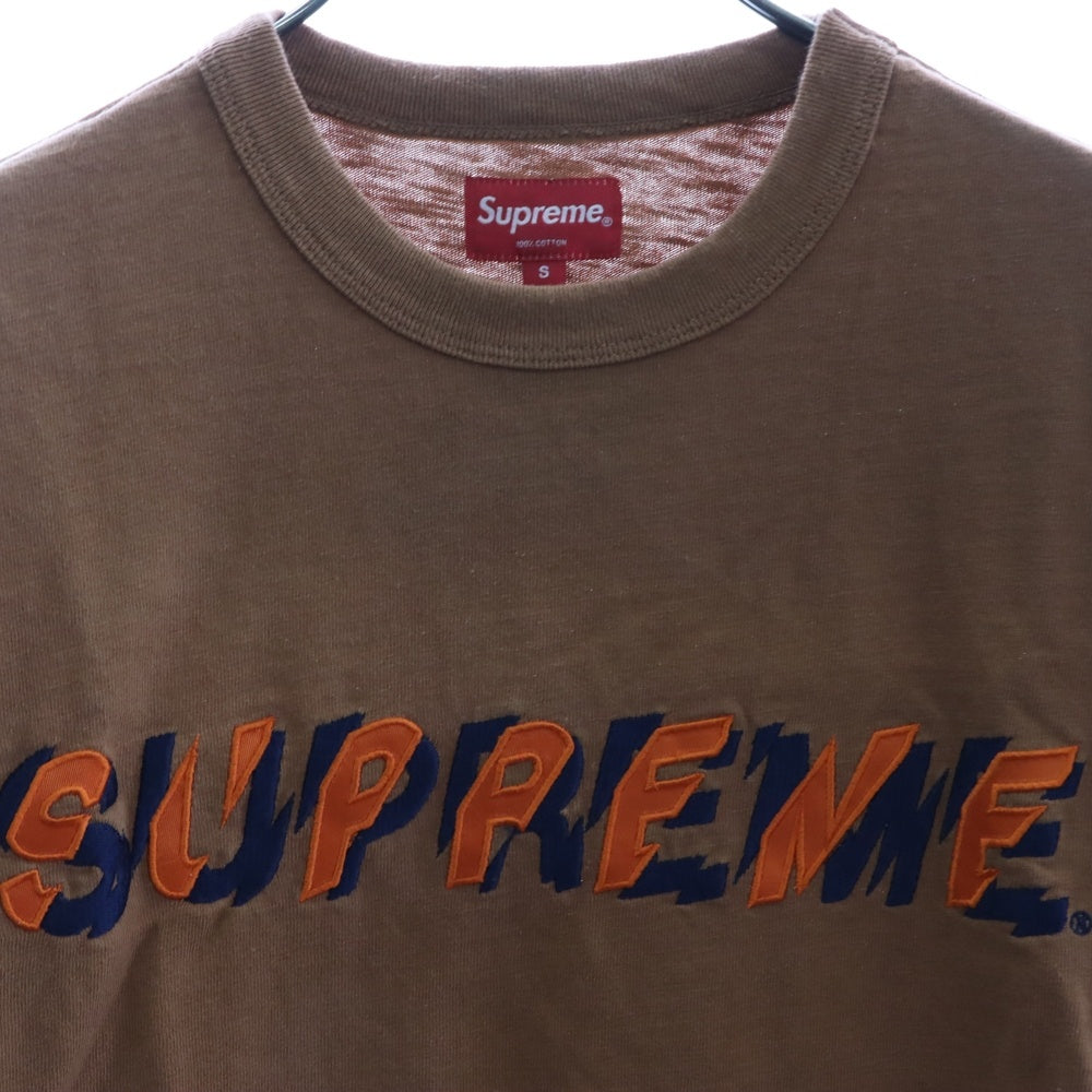 SUPREME(シュプリーム) 19SS Shatter Tee シャッター ロゴ刺繍 クルーネック 半袖Tシャツ カットソー ブラウン