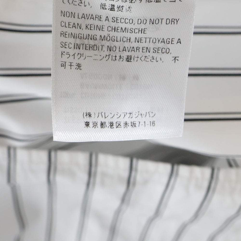 BALENCIAGA(バレンシアガ) 19AW バックロゴプリント オーバーサイズ ストライプ ボタンダウン 長袖シャツ ホワイト 556878 TDM10