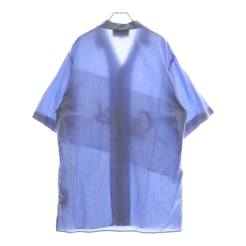 GUCCI(グッチ) Script Logo Oversized Bowling Shirt スクリプト ロゴ オーバーサイズ ボーリング 半袖シャツ ブルー/ホワイト 619033