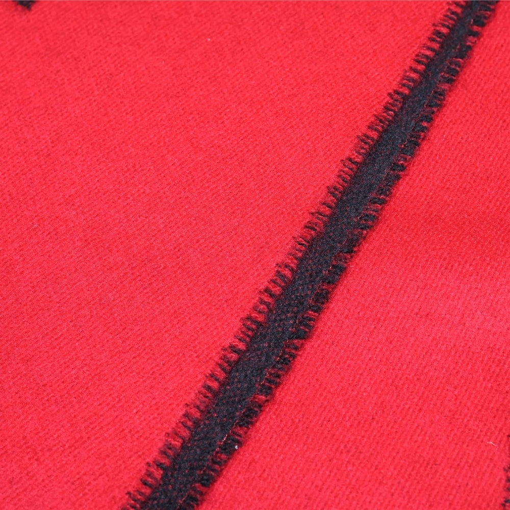 BALENCIAGA(バレンシアガ) ロゴ バイカラー ウール マフラー ブラック/レッド